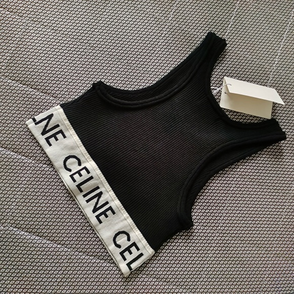 Celine Black and White Logo Band Top - Picture 4 of 7